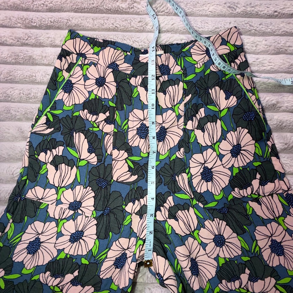 H&M Women's 4 Pink Green Bold Floral Print High Waist Wide Leg Pants Trousers - Picture 8 of 15